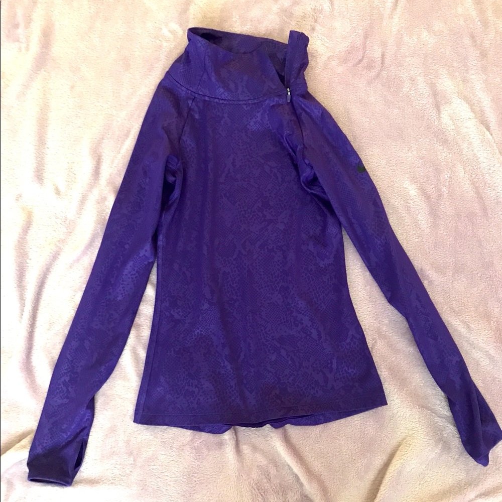 Nike Pro Run Shirt Purple Activewear Snakeskin XS